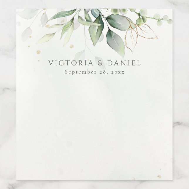 Eucalyptus Greenery Gold Leaves Elegant Envelope Liner (Design)