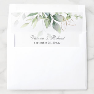 Eucalyptus Greenery Gold Leaves Elegant Envelope Liner