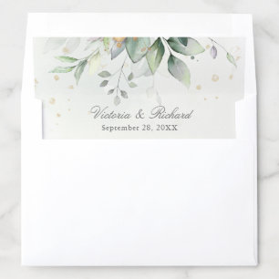 Eucalyptus Greenery Gold Leaves Elegant Envelope Liner