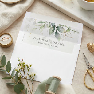 Eucalyptus Greenery Gold Leaves Elegant Envelope Liner