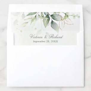 Eucalyptus Greenery Gold Leaves Elegant Envelope Liner
