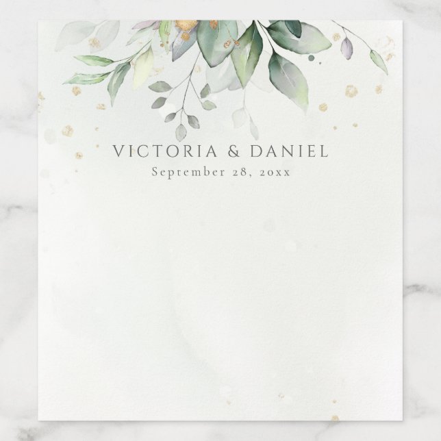 Eucalyptus Greenery Gold Leaves Elegant Envelope Liner (Design)