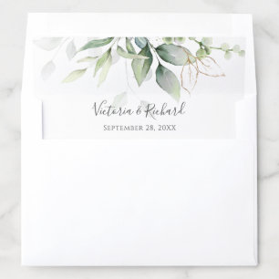 Eucalyptus Greenery Gold Leaves Elegant Envelope Liner