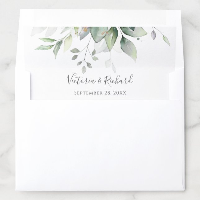 Eucalyptus Greenery Gold Leaves Elegant Envelope Liner (In Envelope)