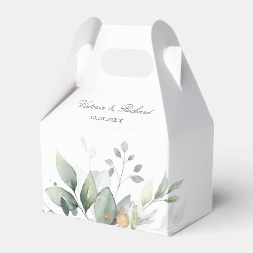 Eucalyptus Greenery Gold Leaves Thank You  Favor Boxes