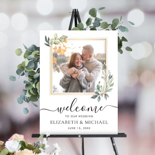 Eucalyptus Greenery Gold Photo Wedding Welcome  Foam Board