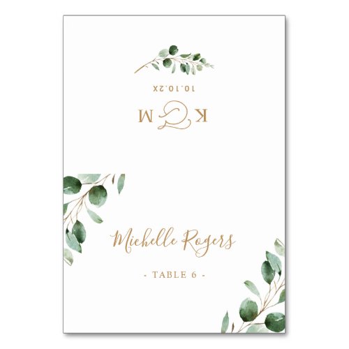 Eucalyptus Greenery Gold Wedding Place Cards