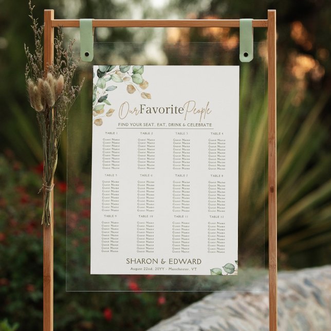 Eucalyptus Greenery & Gold Wedding Seating Chart (Creator Uploaded)
