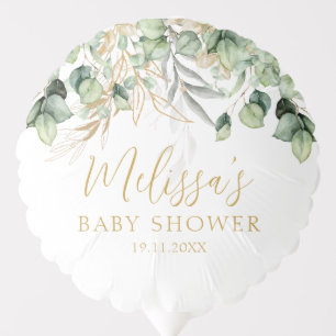 Eucalyptus Greenery Green Leaf & Gold Balloon