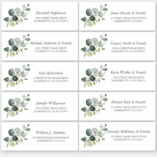 Eucalyptus Greenery Guest Names Address Labels
