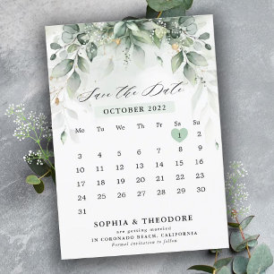 Eucalyptus Greenery Gum Botanical Rustic Calendar  Save The Date