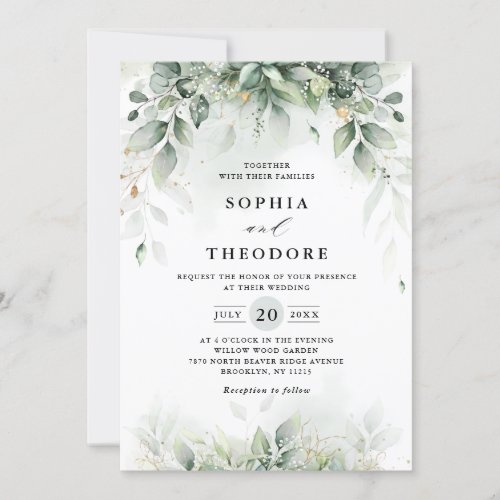 Eucalyptus Greenery Gum Botanical Rustic  Wedding Invitation