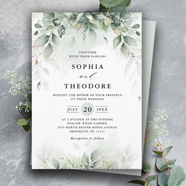 Eucalyptus Greenery Gum Botanical Rustic  Wedding Invitation (Creator Uploaded)