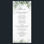 Eucalyptus Greenery Gum Botanical Rustic Wedding Menu<br><div class="desc">Elegant and modern spring / midsummer botanical wedding menu features a bouquet of soft watercolor greenery lush green leaves / botanical leaves / eucalyptus and gold glitter dust . Please find more matching designs and variations from my "blissweddingpaperie" store. And feel free to contact me for further customization or matching...</div>