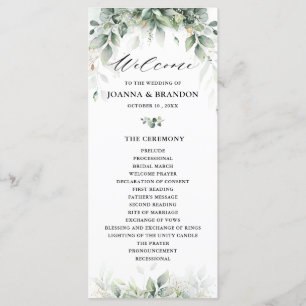 Eucalyptus Greenery Gum Botanical Rustic Wedding Program