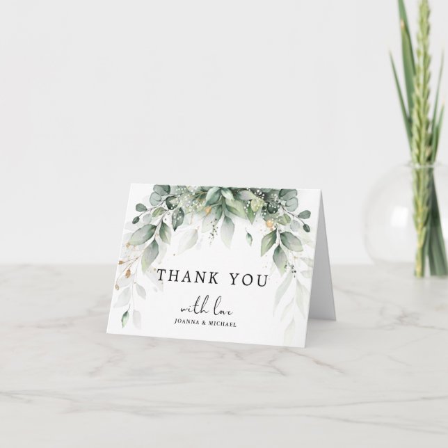 Eucalyptus Greenery Gum Botanical Rustic Wedding Thank You Card (Front)