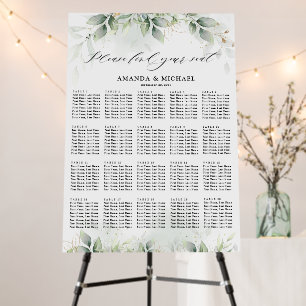 Eucalyptus Greenery Gum Botanical Seating chart Foam Board