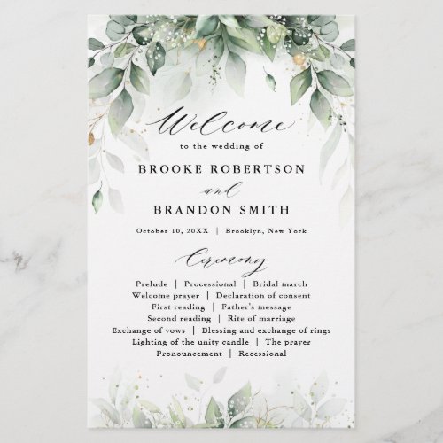 Eucalyptus Greenery Gum Botanical Wedding Program