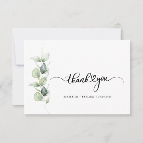 Eucalyptus Greenery Hand_Lettered Wedding Thanks Note Card