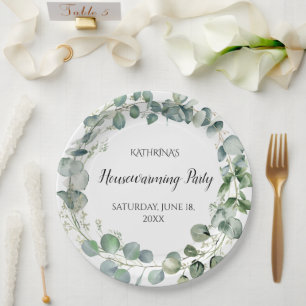 Eucalyptus Greenery Housewarming Party Personalize Paper Plates