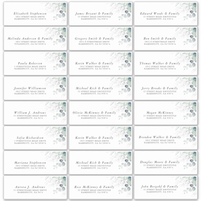 Eucalyptus Greenery Individual Address Labels (Front)