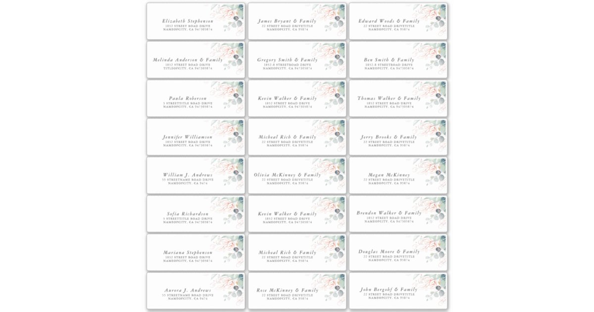Eucalyptus Greenery Individual Address Labels Zazzle