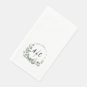 Eucalyptus Greenery Initialed Paper Guest Towels