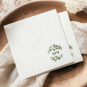 Eucalyptus Greenery Initials Wedding or Engagement Napkins