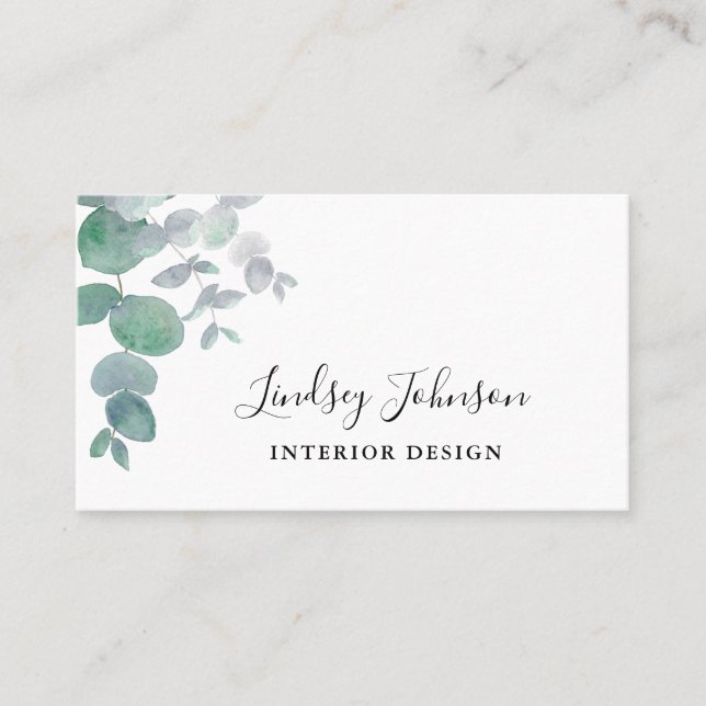 Eucalyptus Greenery Interior Design  Business Card (Front)