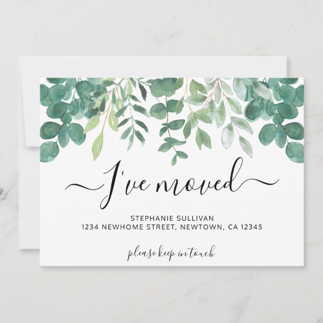Eucalyptus Greenery I've Moved Moving Announcement (Front)