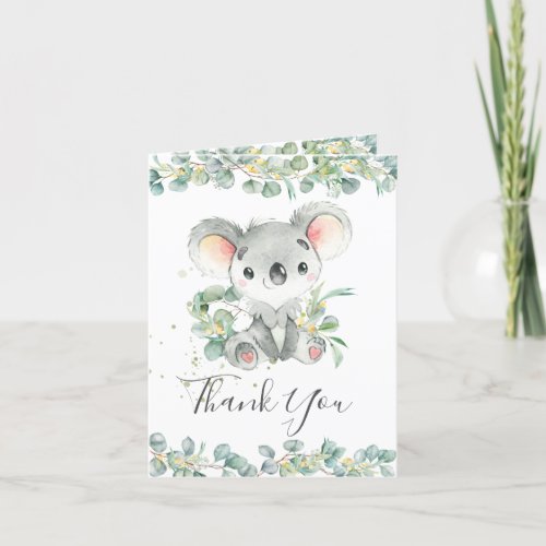 Eucalyptus Greenery Koala Birthday Baby Shower  Thank You Card