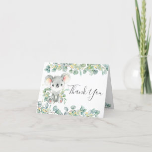 Eucalyptus Greenery Koala Birthday Baby Shower Thank You Card