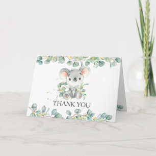 Eucalyptus Greenery Koala Boy Baby Shower Birthday Letterpress Thank You Card