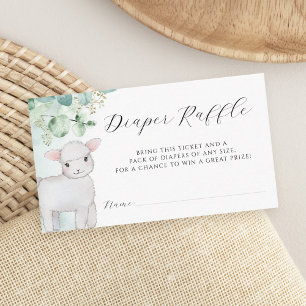 Eucalyptus Greenery Lamb Baby Shower Diaper Raffle Enclosure Card