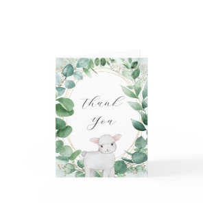 Eucalyptus Greenery Lamb Baby Shower Thank You Card