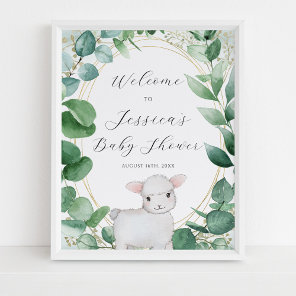 Eucalyptus Greenery Lamb Baby Shower Welcome Poster