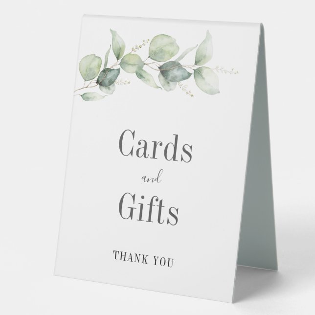 Eucalyptus Greenery Leaves Birthday Cards Gifts Table Tent (Front)