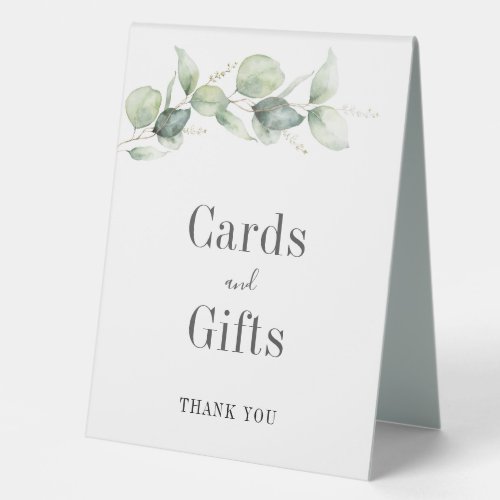 Eucalyptus Greenery Leaves Birthday Cards Gifts Table Tent Sign
