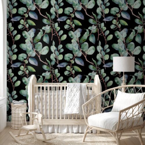 Eucalyptus Greenery Leaves Black Custom Color Cool Wallpaper
