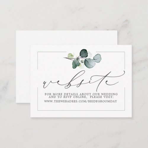 Eucalyptus Greenery Leaves Boho Wedding Website Enclosure Card