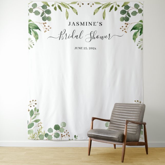 Eucalyptus Greenery Leaves Bridal Shower Backdrop (In Situ)