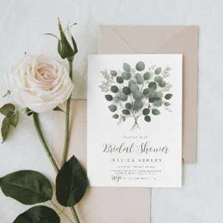 Eucalyptus Greenery Leaves Bridal Shower Invitation