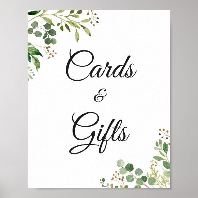 Eucalyptus Greenery Leaves Cards and Gifts Sign (Front)