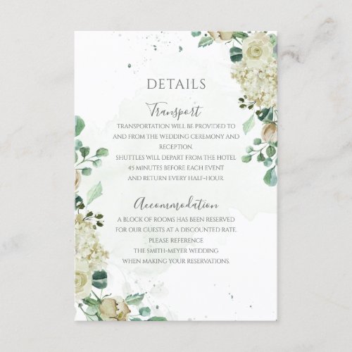 Eucalyptus Greenery Leaves Elegant Floral Wedding Enclosure Card