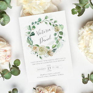 Eucalyptus Greenery Leaves Elegant Floral Wedding Invitation