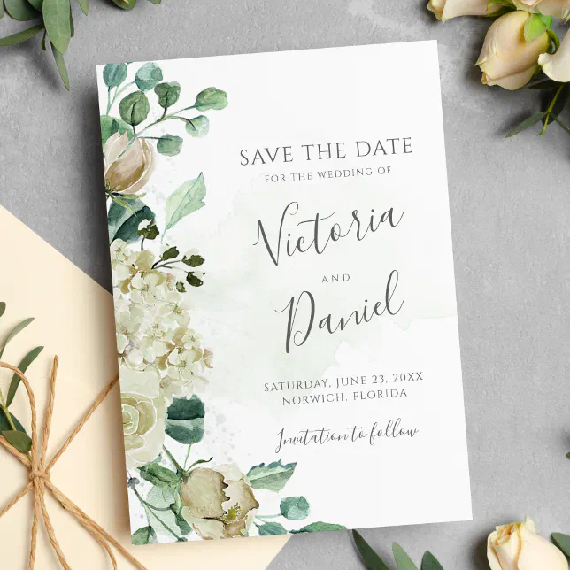 Eucalyptus Greenery Leaves Elegant Floral Wedding Save The Date | Zazzle