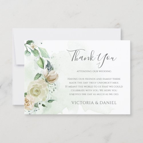Eucalyptus Greenery Leaves Elegant Floral Wedding Thank You Card