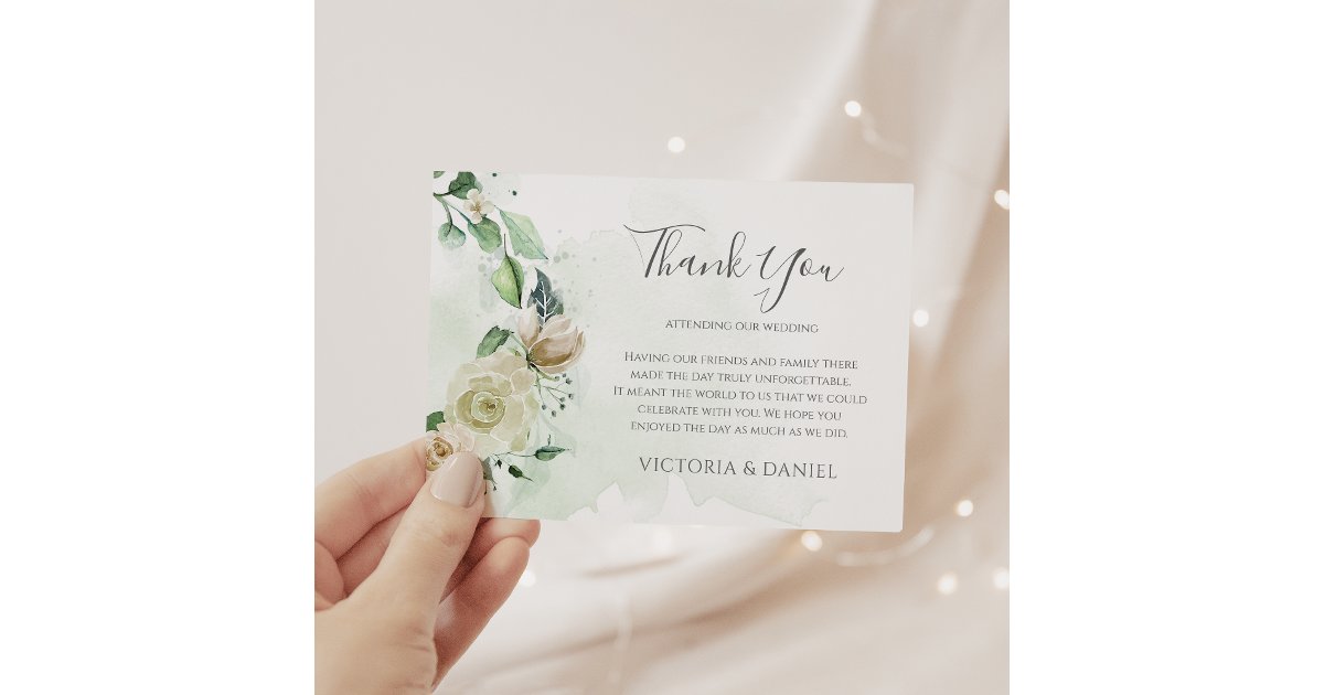 Eucalyptus Greenery Leaves Elegant Floral Wedding Thank You Card | Zazzle