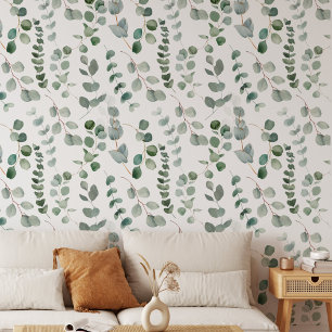 Eucalyptus Greenery Leaves Floral Pattern Wallpaper