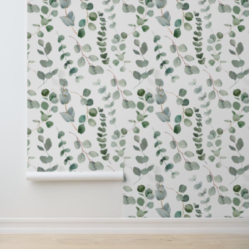 Eucalyptus Greenery Leaves Floral Pattern Wallpaper